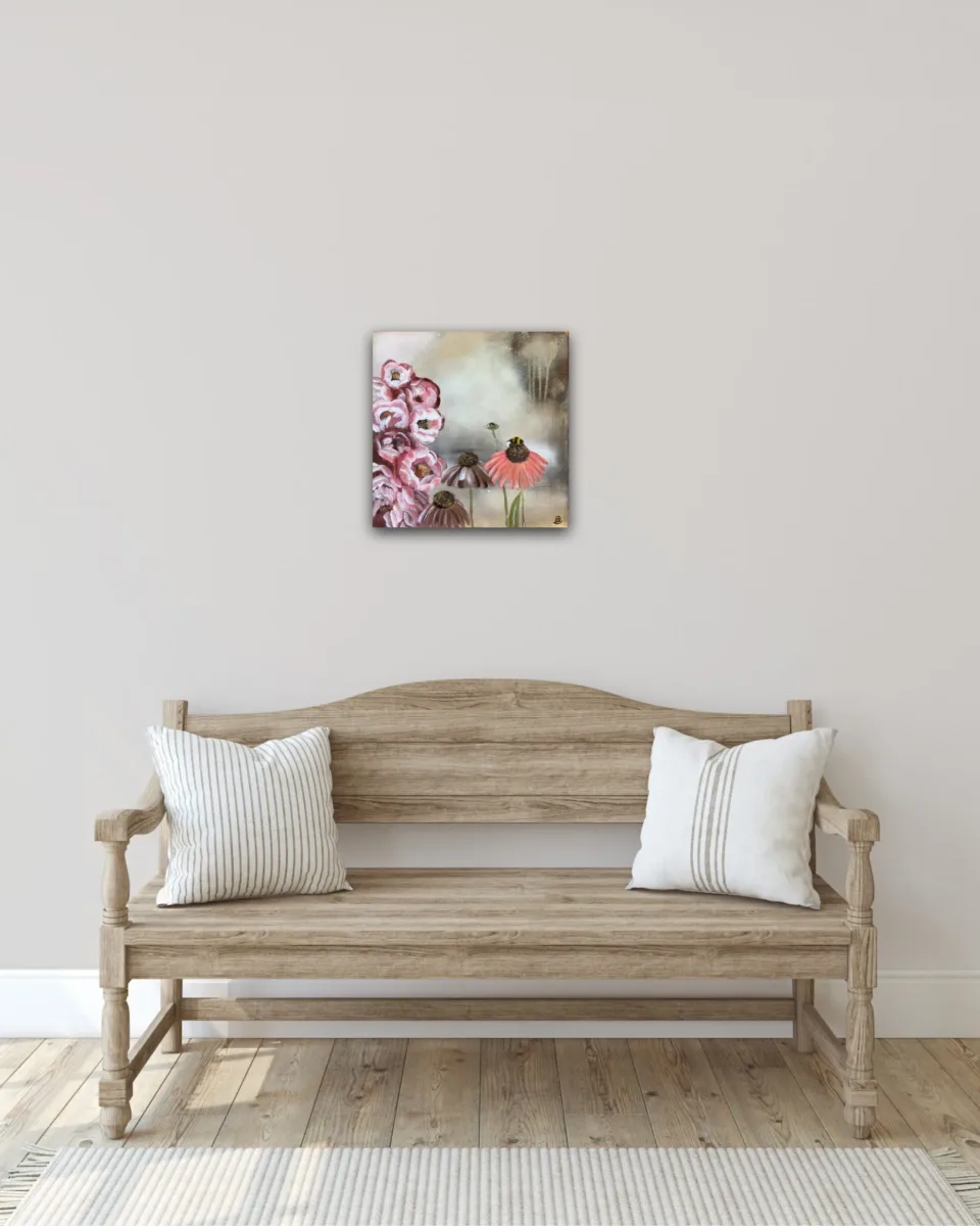Höstblomning – en abstrakt varm målning inspirerad av höstens färger och naturens sista blomning av Art by Lycke - Bild 3