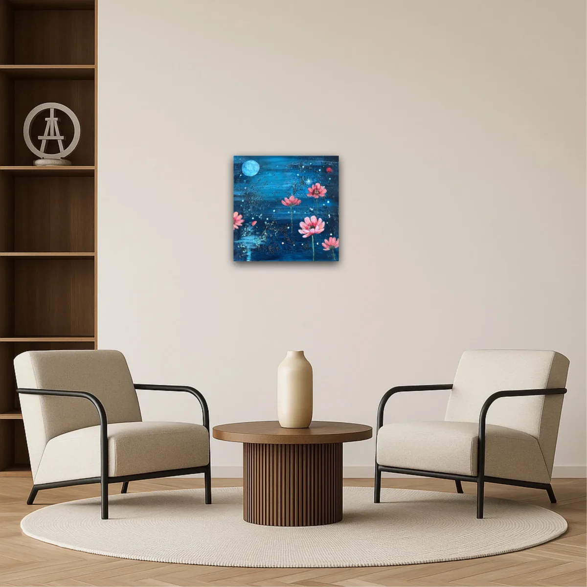 Blossom of the Night Sky – en abstrakt tavla med blommor, originalkonst av Art by Lycke - Bild 5